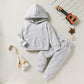 Happy Town Toddler Fall Outfits For Girl Boy Long Sleeve Hoodie Top And Long Sweatpants Set Toddler Sweatsuit (Solid Color-Grey,
