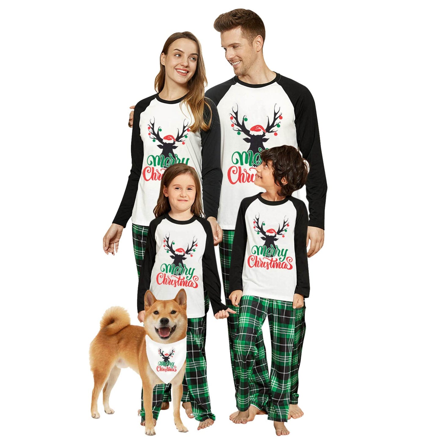 Iffei Matching Family Pajamas Sets Christmas Pj'S Merry Christmas Reindeer Print Top And Plaid Bottom Sleepwear Jammies 9-12Mont