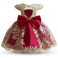 Nnjxd Baby Girl Dress Flower Embroidery Princesstutu Pageant Party Gown 2006 Deep Red Size(110) 3-4 Years