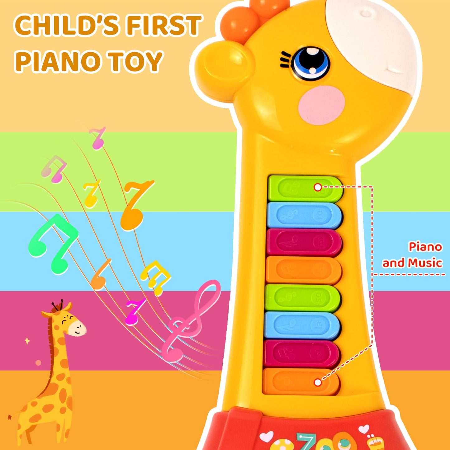 Marstone Toys for 1 2 Year Old Boy and Girl Birthday Gift: Baby Musical Guitar Piano Toys 12-18 Month with Animal Sound and Ligh
