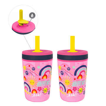 Zak Designs Kelso 15 Oz Tumbler Set, ( Starpower ) Non-Bpa Leak-Proof Screw-On Lid With Straw Made Of Durable Plastic And Silico