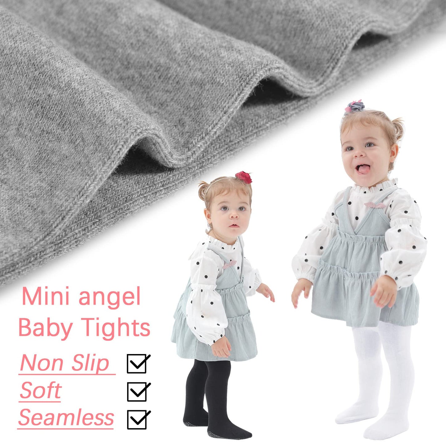 Baby Girl Tights Non Slip Baby Tights 0-3 Months Girl Warm Cotton Leggings Seamless Pantyhose Non-Skid Grip For Newborn Infant 2
