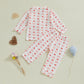 Nokpsedcb Toddler Boy Girl Valentines Pajamas Cute Heart Print Long Sleeves Shirt And Elastic Pants Loungewear Sleepwear (Pink H