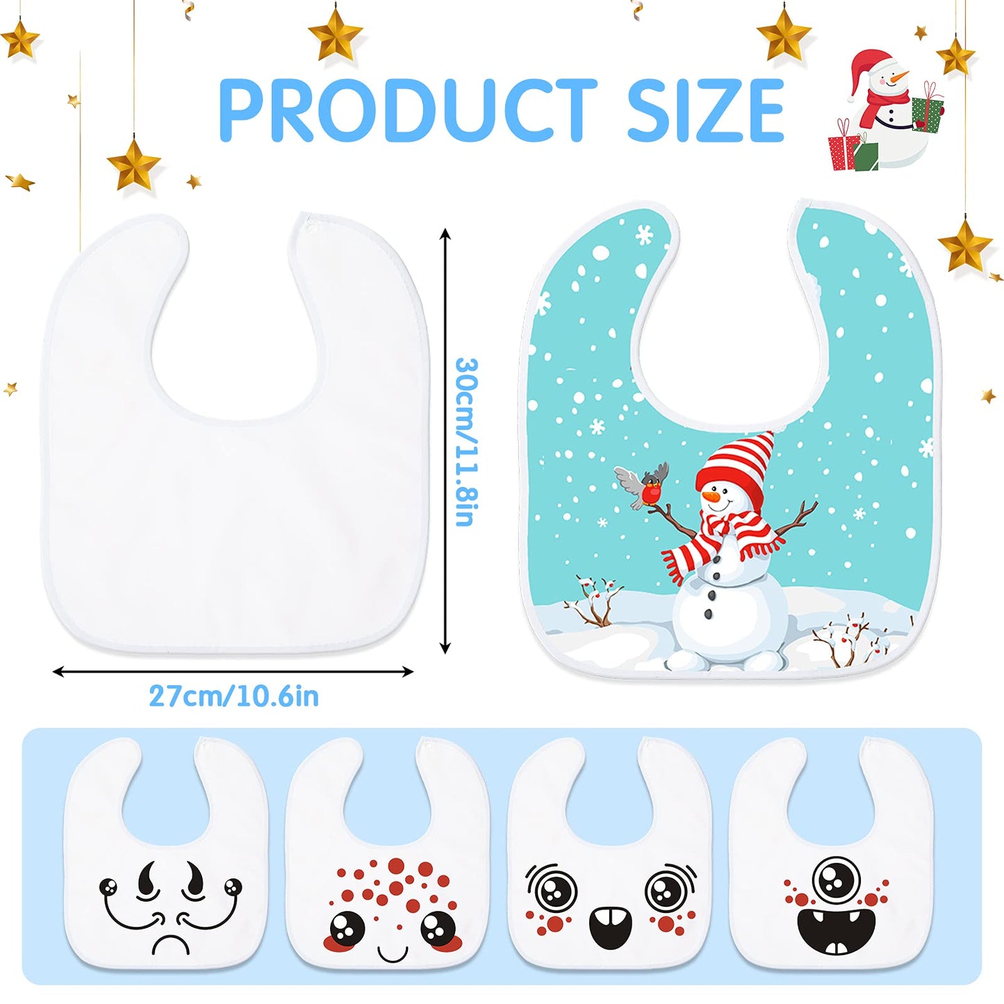 Hooling 12 Pieces Sublimation Blank Baby Bib Heat Press White Baby Bib Printable Reusable Dribbler Bib Stain And Odor Resistant