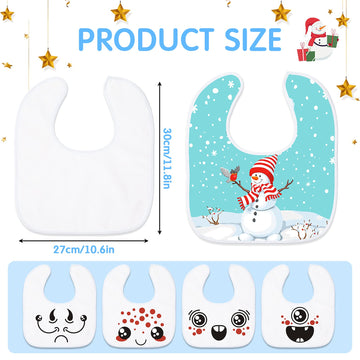 Hooling 12 Pieces Sublimation Blank Baby Bib Heat Press White Baby Bib Printable Reusable Dribbler Bib Stain And Odor Resistant