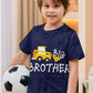 Funnycokid Big Brother Shirt 4T 3T Boys Promoted To Big Brother Bulldozers Construction Digging It Forklift T-Shirt Blue Size 4