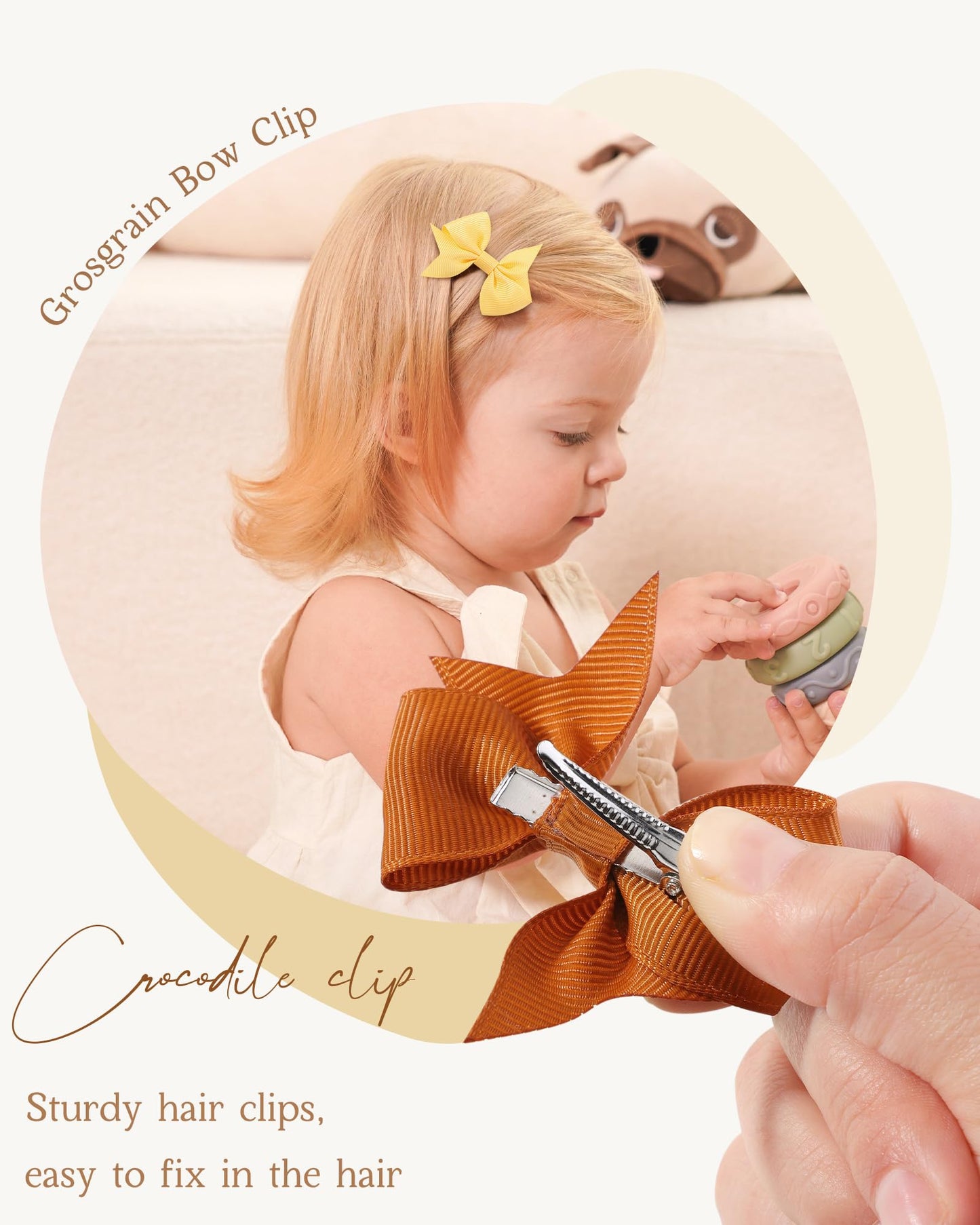 Doboi 50Pcs 2.5 ' ' Baby Hair Clips Small Bows Fully Lined Grosgrain Boutique Solid Ribbon Small Bows For Girls Teens Infants Ki
