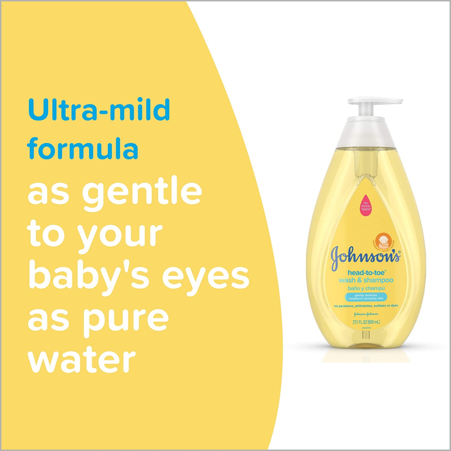 Johnson'S Head-To-Toe Gentle Tear-Free Baby & Newborn Wash & Shampoo, Sulfate-, Paraben- Phthalate- & Dye-Free, Hypoallergenic W