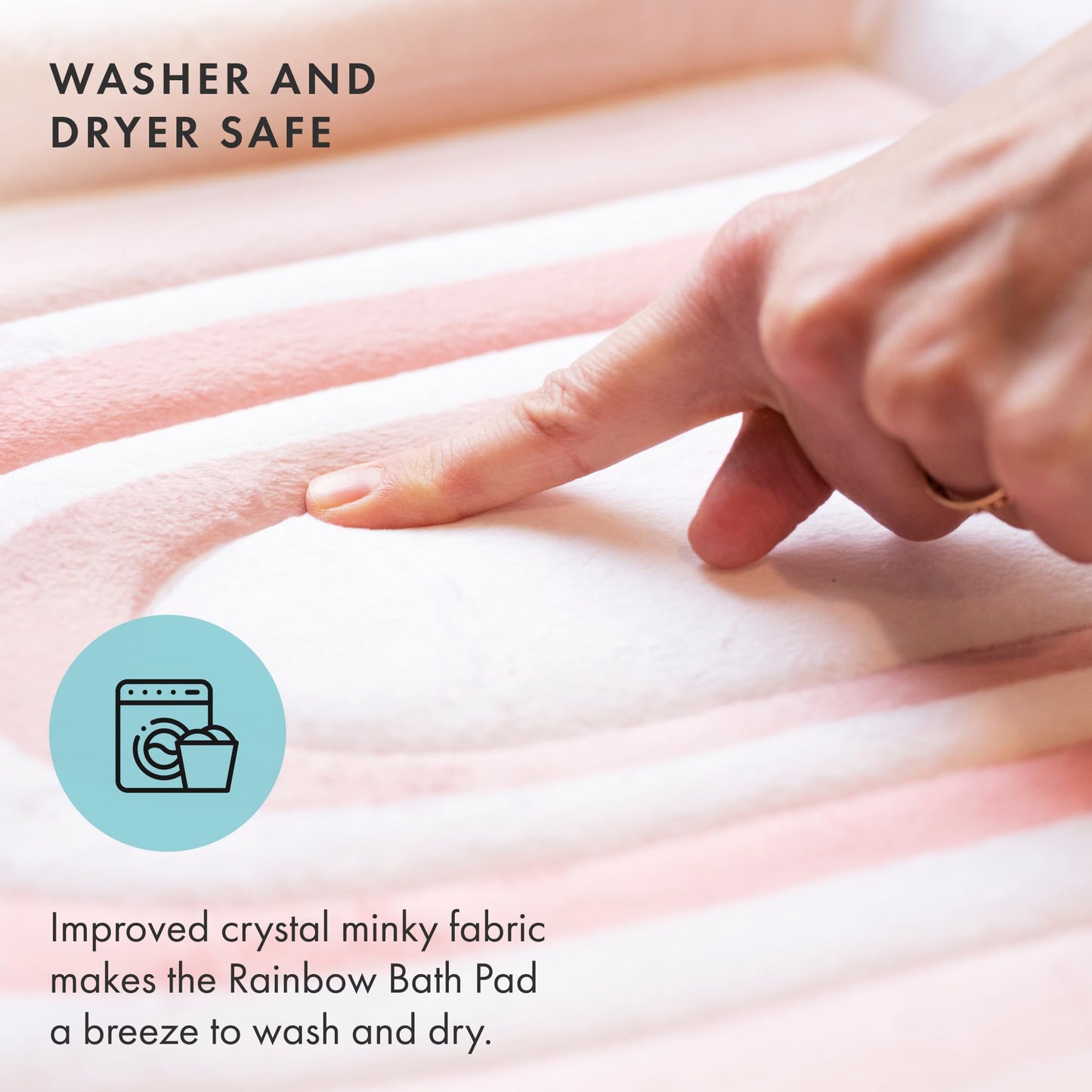 Blooming Bath Rainbow Baby Bath Mat - Sink Bathtub Cushion For Infants - Plush Minky Fabric For Newborn To 6 Months - Washer Saf