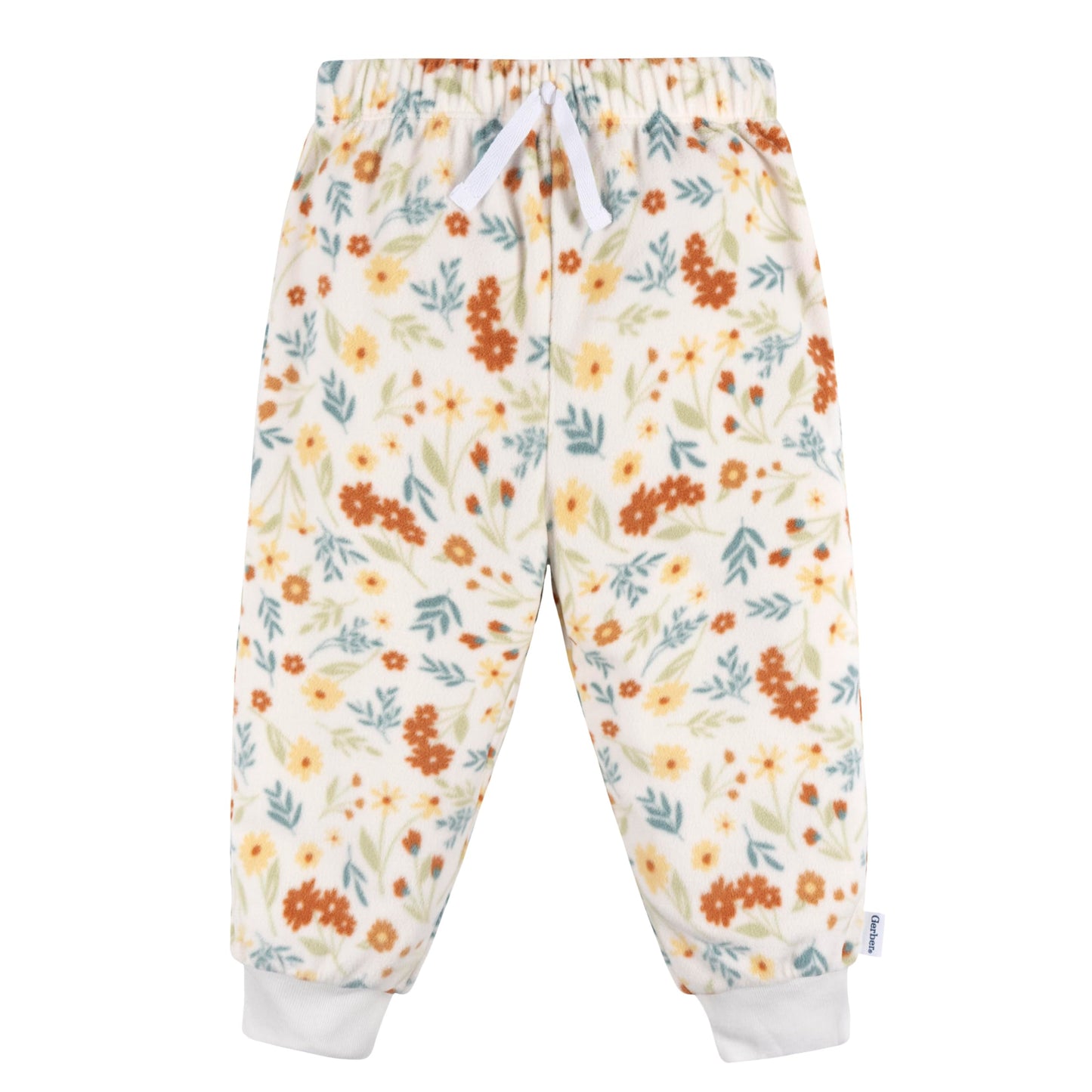 Gerber Baby Girl'S 2-Piece Fleece Pajamas Pants Set, Ivory Floral