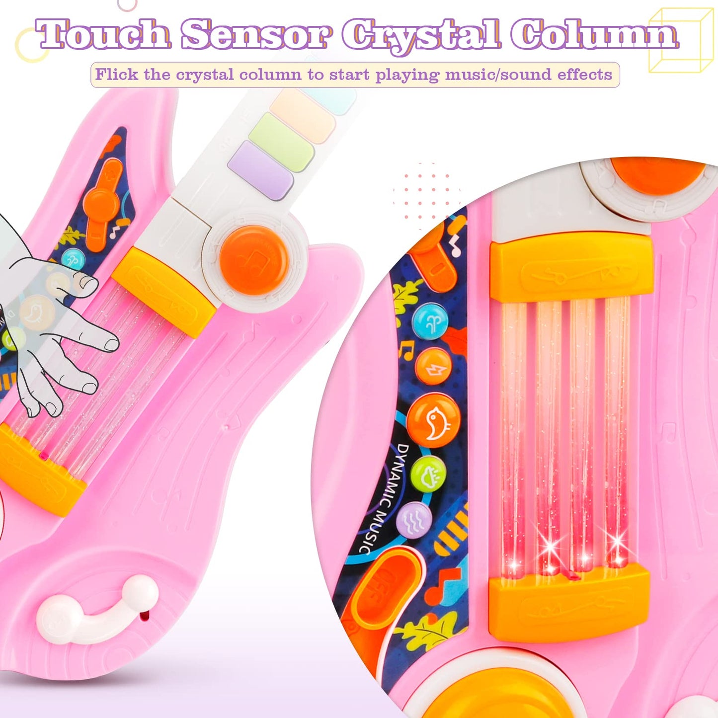Kids Guitar, Perkidern Kids Electric Guitar Toy Toddler Guitar with Piano Mode Baby Guitar Children Guitar with Strap and Lights