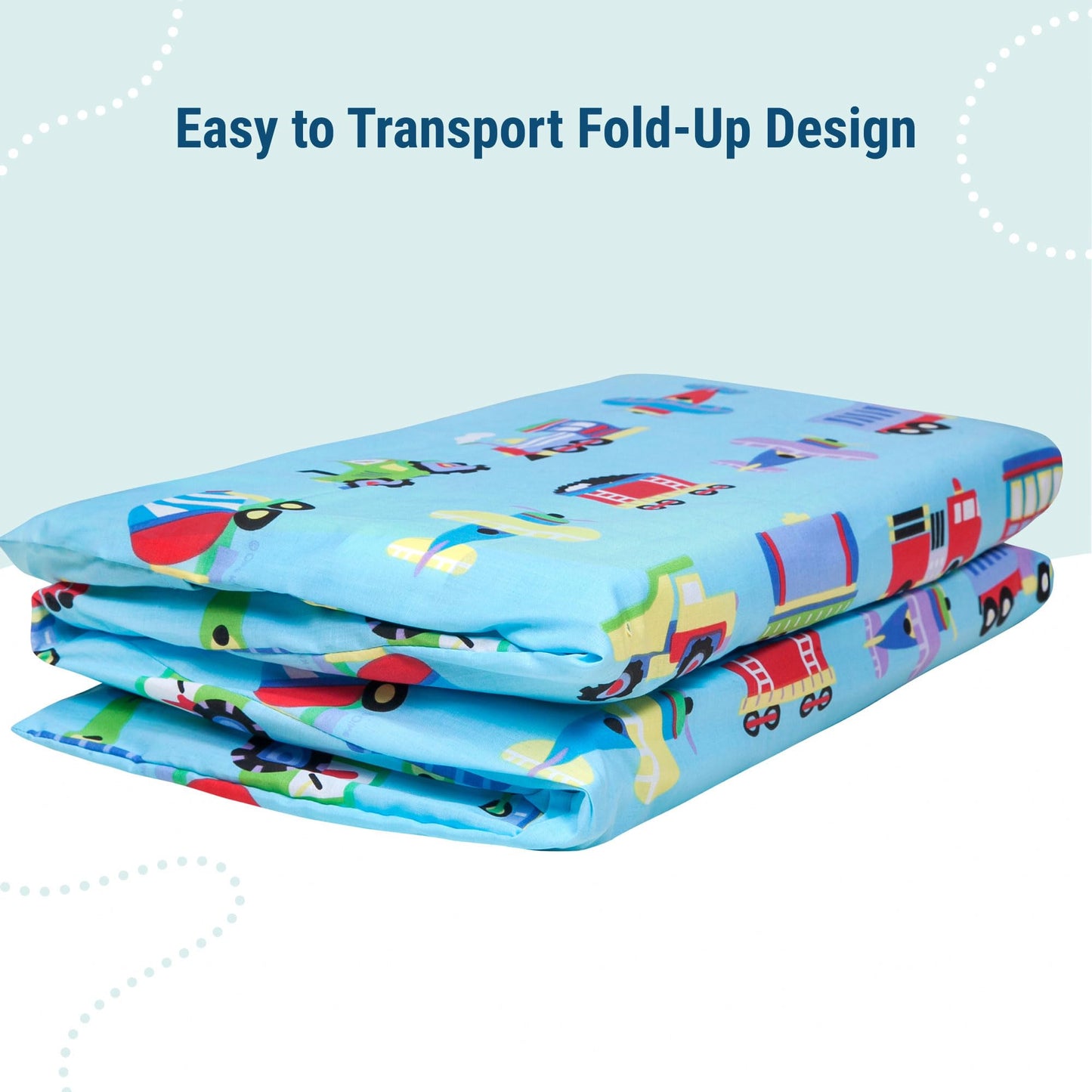 Wildkin Kids Nap Mat Cover - Soft, Sewn-In Flap, Durable & Fits 1.5' Vinyl Sleep Mats - Trains, Planes & Trucks