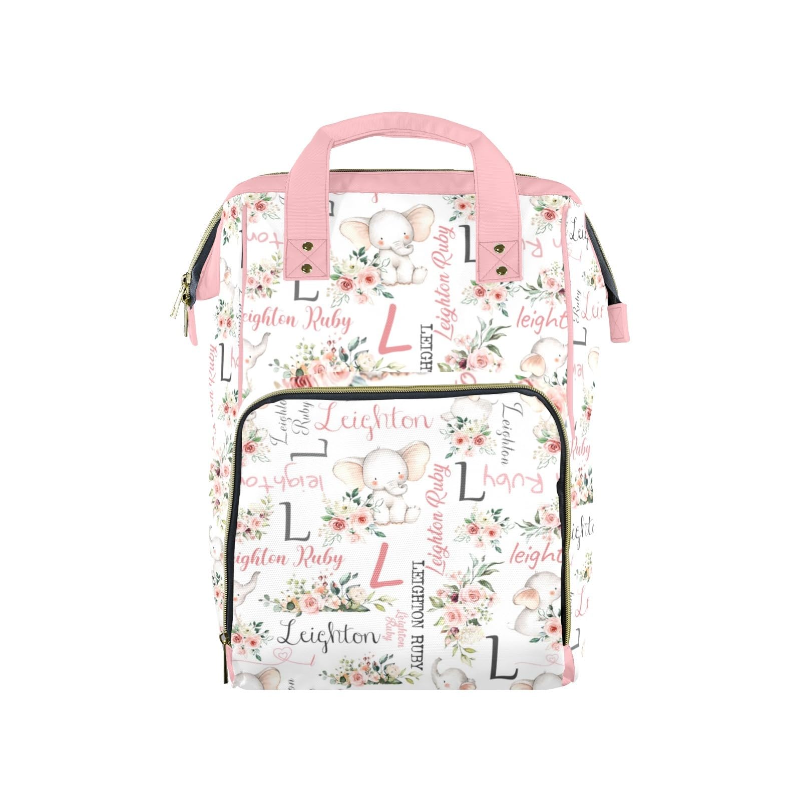 Noverbibi Custom Diaper Bag for Baby Customized Elephant Baby Bag Personalized Nursing Bags with Name Custom Name Mommy Daypack 
