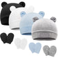 Bqubo Newborn Baby Hats Bear Ears And Mittens Sets Preemie Cotton Caps Baby Boy Girl Infant Hospital Beanie For 0-3 Months