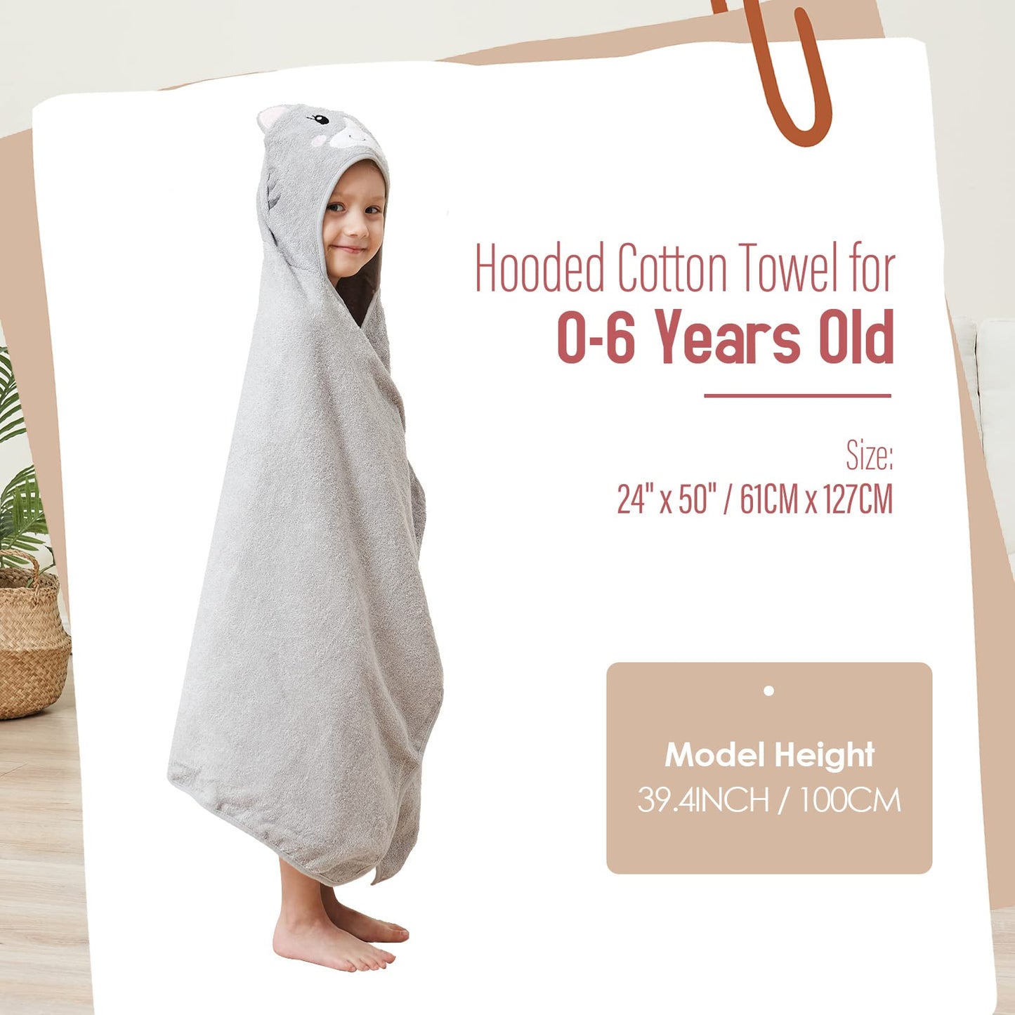 Style Quarters Kids Hooded Bath Towel, Large Kids Bath Towels, Cartoon Cat Kids Beach Towels, 100% Cotton Terry Toddler Hooded B