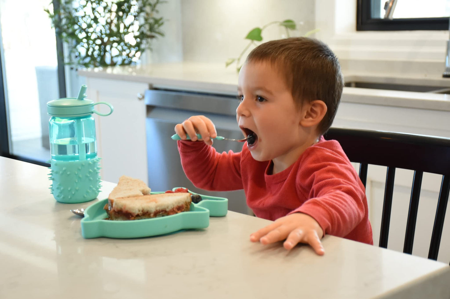 Melii Divided Silicone Suction Plate - 100% Silicone, For Baby + Toddlers - Bpa Free, Dishwasher & Microwave Safe (Shark)