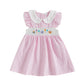 First 2nd 3rd Birthday Outfit Girl Smocked Doll Collar Birthday Girl Dress Dresses Boho Toddler Baby Girl Clothes (Doll Collar P