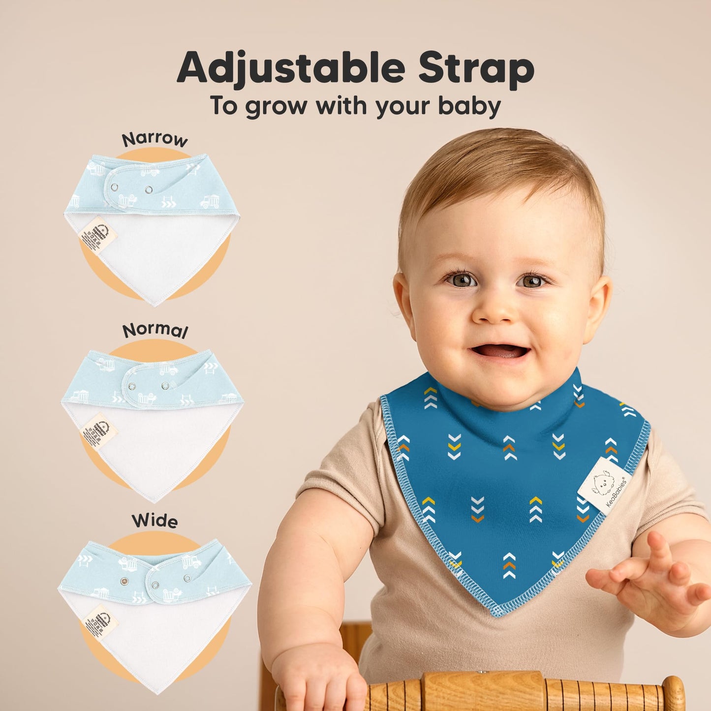Keababies 8-Pack Organic Baby Bandana Drool Bibs For Boys Girls - Soft Cotton Drooling & Teething Bibs For Infants, Toddlers, Su