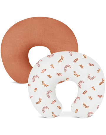 Wimist Nursing Pillow Covers 2 Pack, Muslin Nursing Cover For Breastfeeding Pillows, Comfortable For Baby Girls And Boys (Brick