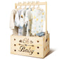 TWOWYHI Wooden Baby Shower Crate Closet Storage Crate with Handle Baby Shower Gifts Basket for Boys Girls Pregnancy Gift Large W