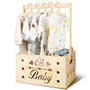 TWOWYHI Wooden Baby Shower Crate Closet Storage Crate with Handle Baby Shower Gifts Basket for Boys Girls Pregnancy Gift Large W