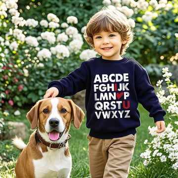 Sineeko Valentines Day Sweatshirts Boys Girls Valentine'S Abc I Love U Heart Graphic Shirt Toddler Kids Long Sleeve Tops 7T