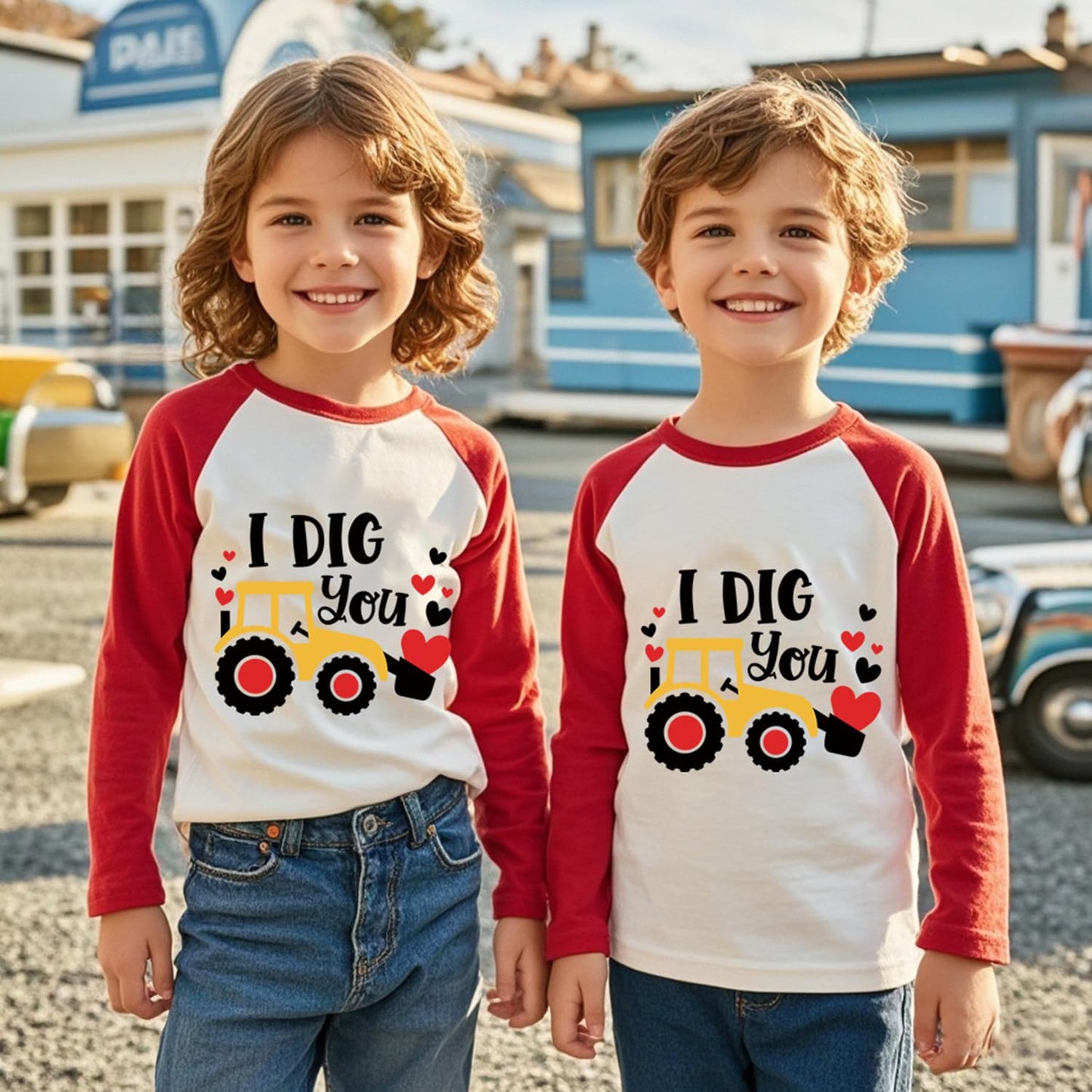 Toddler Boy Valentines Day Shirt Little Girls 6T I Dig You Heart Long Sleeve Raglan Kids Shirts For Valentines Red Tees