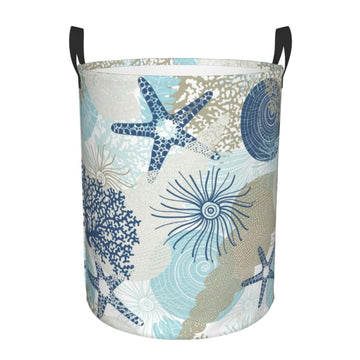 Pevtufa Algae Corals And Seashells Foldable Laundry Basket Organizer,Fabric Clothes Toy Storage Basket Nursery Hamper Storage Bi