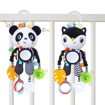 MokukuToys High Contrast Baby Toys,Black and White Hanging Toys,Animal Plush Hanging Toy,Car Seat Stroller Toys Gift for Newborn