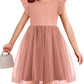 Flypigs Toddler Tulle Dress Flutter Tutu Dresses Cute Pink Valentine Summer Sundress For Little Girls For 3 Years