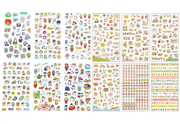 Alimitopia Scrapbook Sticker,12 Sheets Kawaii Cartoon Cat Charactor Diy Transparent Decorative Paster Ornament Mark