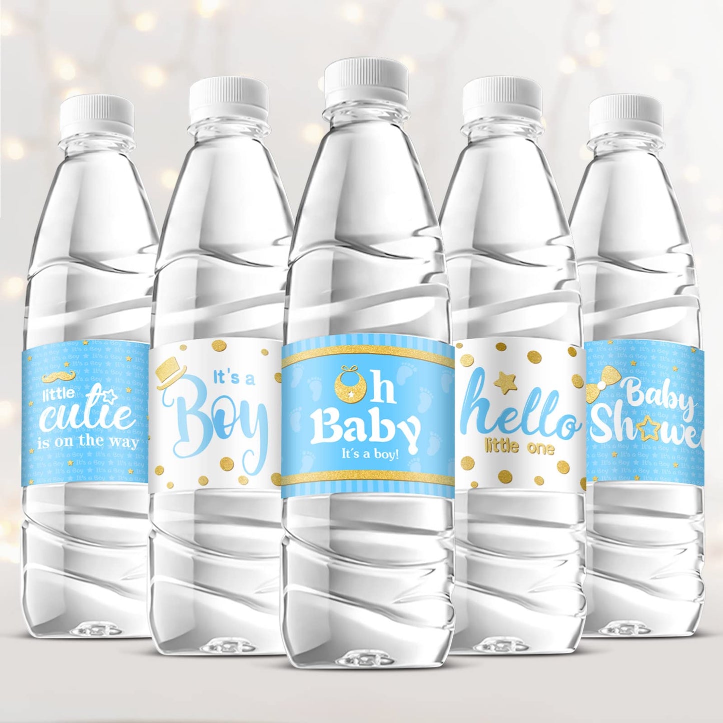 Teling 80 Pieces Baby Shower Water Bottle Labels Waterproof Water Bottle Stickers Wrappers Labels For Baby Shower Party Decorati