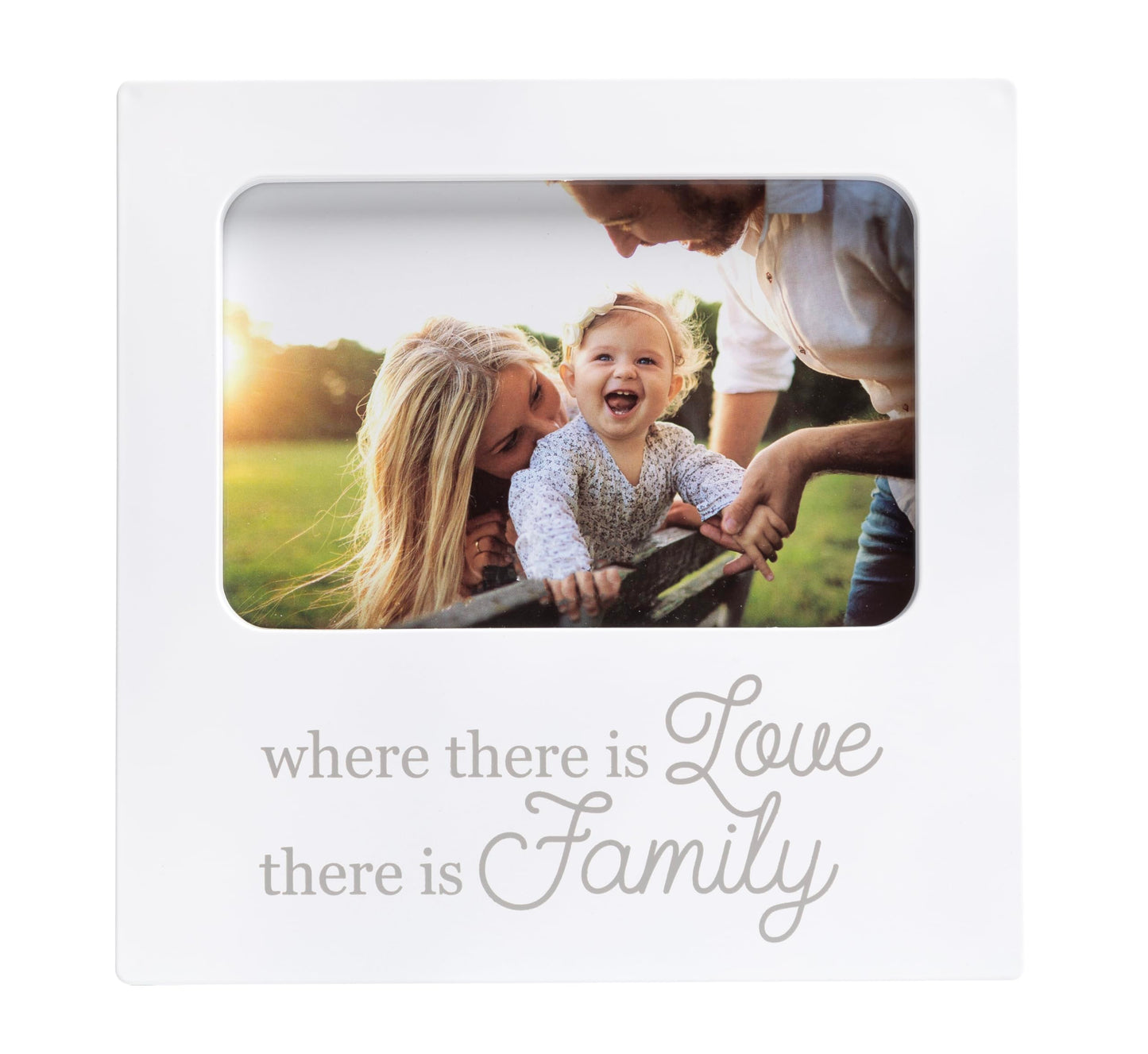 Kate & Milo Where There is Love THere Is Family Photo Keepsake Frame - New Baby & Mom Gift, Expecting Parents Keepsake- White