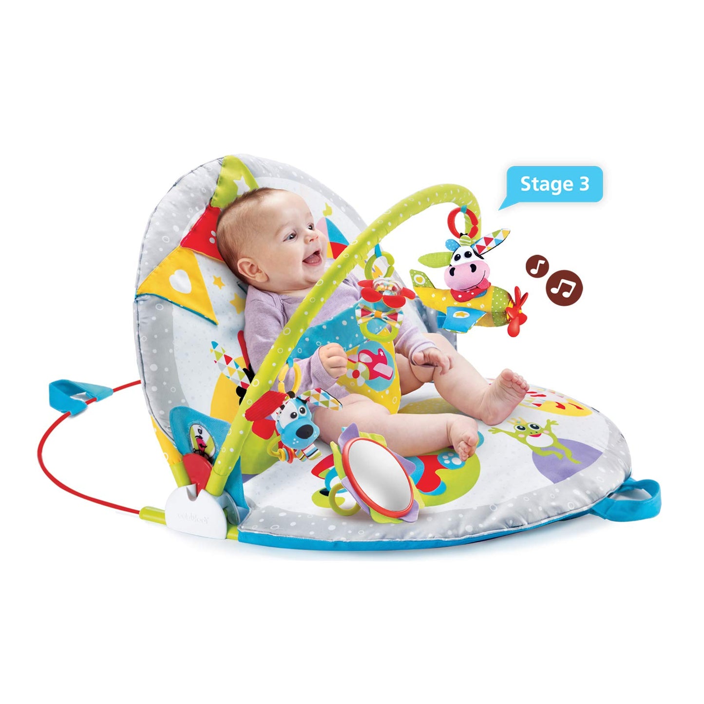 Yookidoo Baby Gym Lay To Sit-Up Playmat. 3-In-1 Newborns Activity Center With Tummy Time Toys, Pillow & Infant Miror. 0-12 Month
