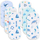 Spriggenix 6 Pack Blue Burp Cloths Baby Boys Girls with Ocean Animals Pattern, Large Cotton Burping Clothes for Newborns Gifts E