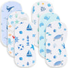 Spriggenix 6 Pack Blue Burp Cloths Baby Boys Girls with Ocean Animals Pattern, Large Cotton Burping Clothes for Newborns Gifts E