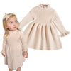 Simplee Kids Little Girls' Long Sleeve Girl Dresses And Rompers Ribbed Knit Sweater Dress Apricot For 6 Months