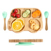 Suction Plates For Baby & Toddler, Bamboo Divided Platter Feeding Dishes With Silicone Fork& Spoon, All-Natural Baby Food Plate
