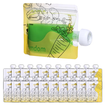 Gemdom 20 Pack Reusable Baby Food Pouches For Toddlers, Refillable Squeeze Pouch For Applesauce Yogurt Homemade Organic Puree Ju