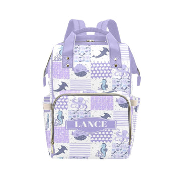Ocean Animals Personalized Diaper Bag with Custom Name - Custom Baby Tote Backpack for Mom, Unique Gift for New Parents, Baby Sh
