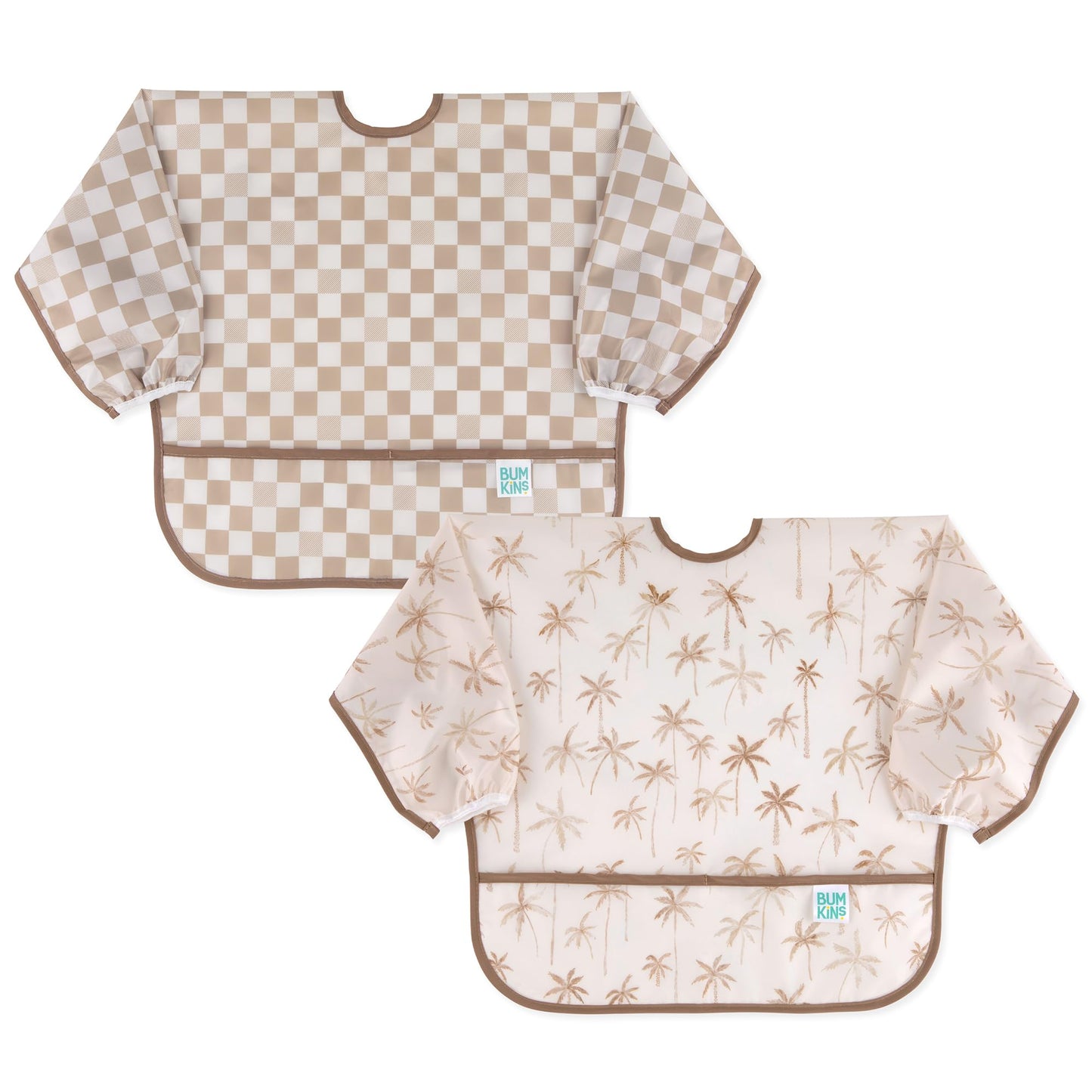 Bumkins - Sleeved Bib - For Boys & Girls, Babies & Toddlers 6-24 Months - Lightweight, Durable, Waterproof - Long Sleeve Bib - C