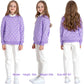 Boboyoyo Girls Sweaters Cotton Kids Heart Sweater Valentine Holiday Pullover Teen Clothes Crew Neck Knit Top Long Sleeve Purple