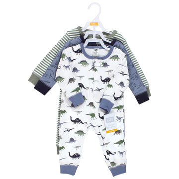 Hudson Baby Unisex Baby Cotton Sleep And Play, Blue Green Dino, 3-6 Months