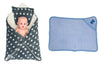 CTMKIDS Baby Wrap with Cushion Cap for Kids 74x84 cm  Grey & Hooded Baby Blanket for Kids 66x92 cm  Blue