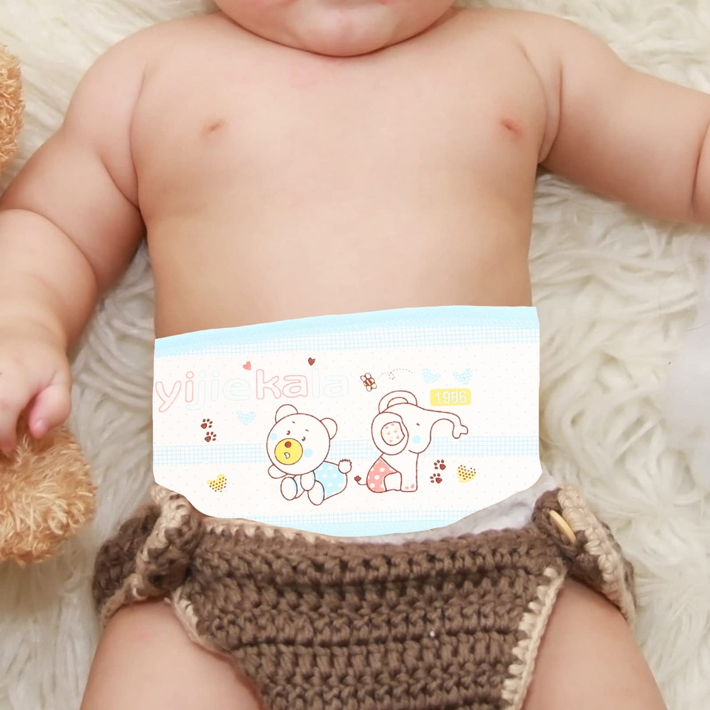 Heallily Baby Belly Button Band 4Pcs Newborn Belly Belt Cotton Umbilical Cord Infant Belly Band Cartoon Soft Newborn Navel Baby