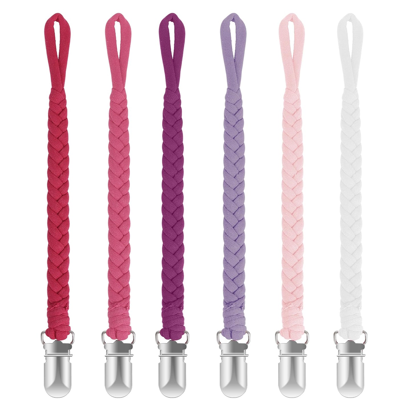 Pokipaw Pacifier Clip For Boys And Girls 6 Pack Baby Pacifier Holder Leash 100% Handmade Braided Fits All Pacifiers & Teething T