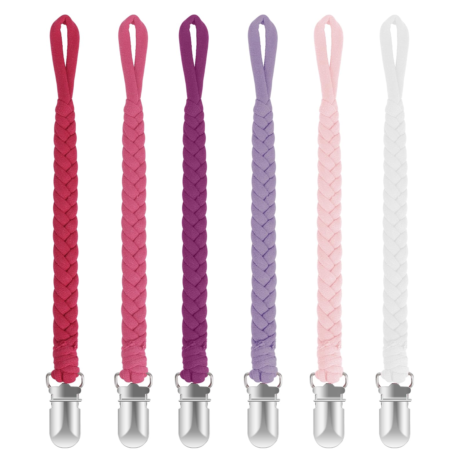 Pokipaw Pacifier Clip For Boys And Girls 6 Pack Baby Pacifier Holder Leash 100% Handmade Braided Fits All Pacifiers & Teething T