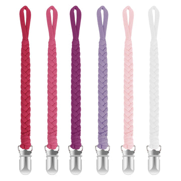 Pokipaw Pacifier Clip For Boys And Girls 6 Pack Baby Pacifier Holder Leash 100% Handmade Braided Fits All Pacifiers & Teething T