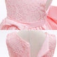 Lzh Baby Toddler Lace Dress Girls First Baptism Elegant Embroidery Wedding Party Flower Bridesmaid Bowknot Dresses Up, Meat Pink