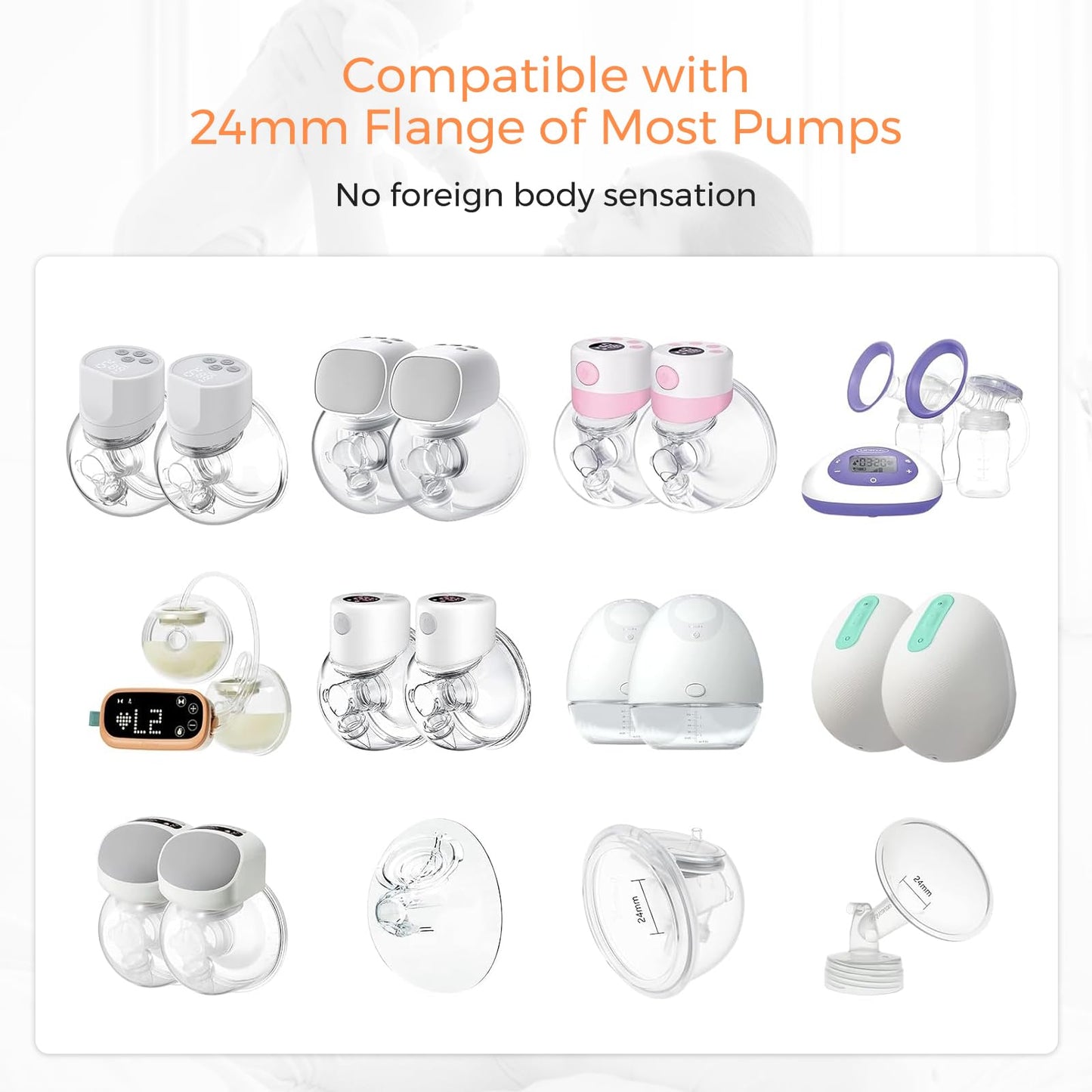 Frussonia Flange Inserts - 8 Pack (15/17/19/21Mm) - Compatible With Momcozy M5/M6/S12 Pro/S9 Pro/V1/V2,Spectra,Medela,Elvie,Lans